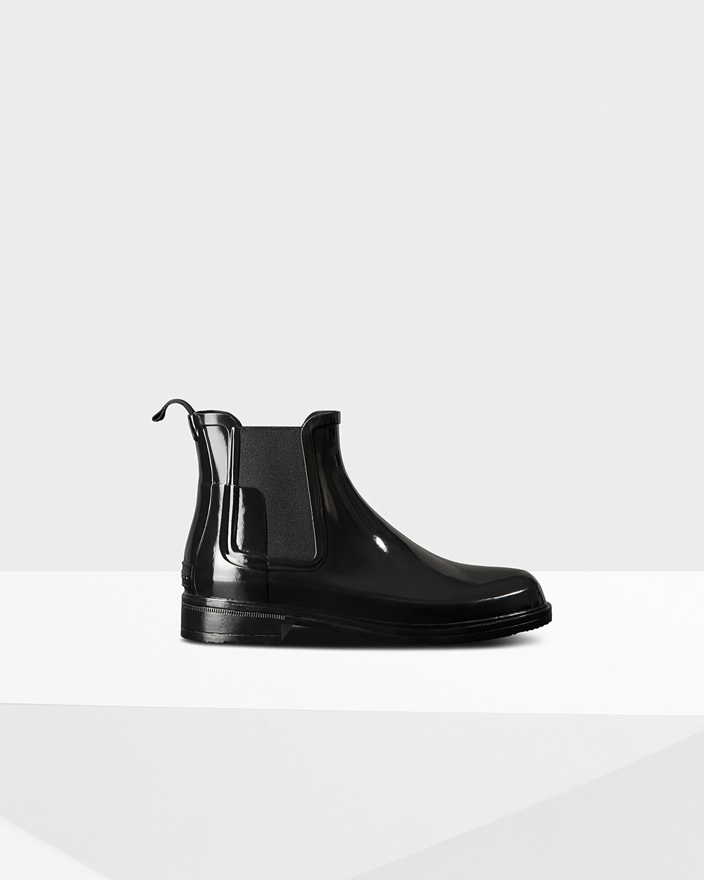 Men Hunter Refined Slim Fit Gloss | Chelsea Boots Black | NZ-45872-FPCY